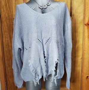 Tattered Crop Top Sweater